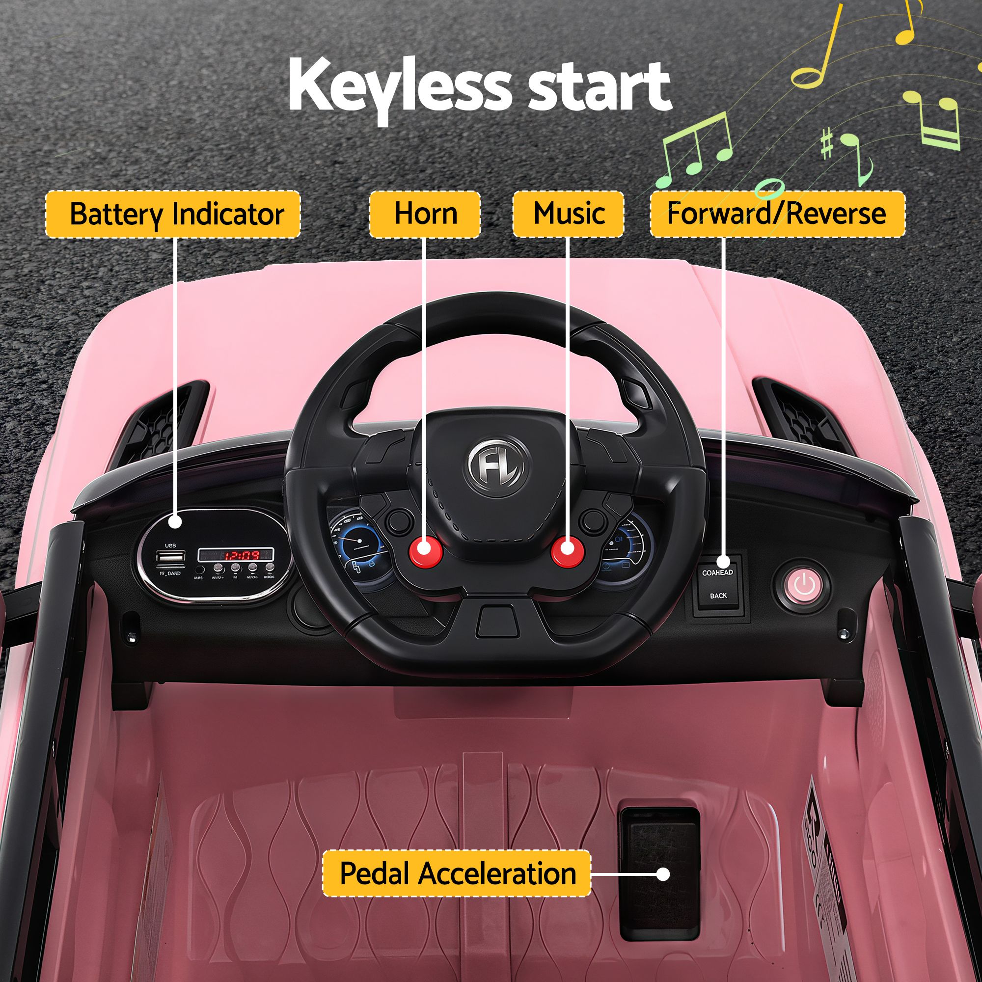 Rigo Kids Electric Ride On Car Black Pink Ride-On Toy with Remote Control โ image 6