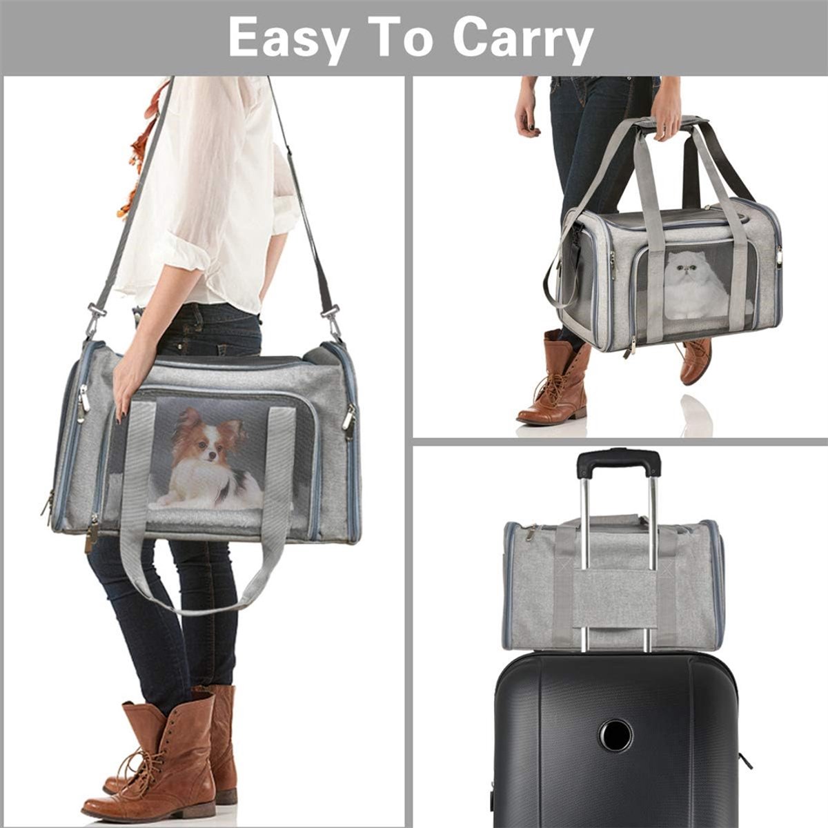 Bicycle panniers - Dog carrier bag for airplanes - Carrier bag for small dogs - Size L - Cat basket, dog basket, portable pet basket with soft sides - Foldable โ image 4