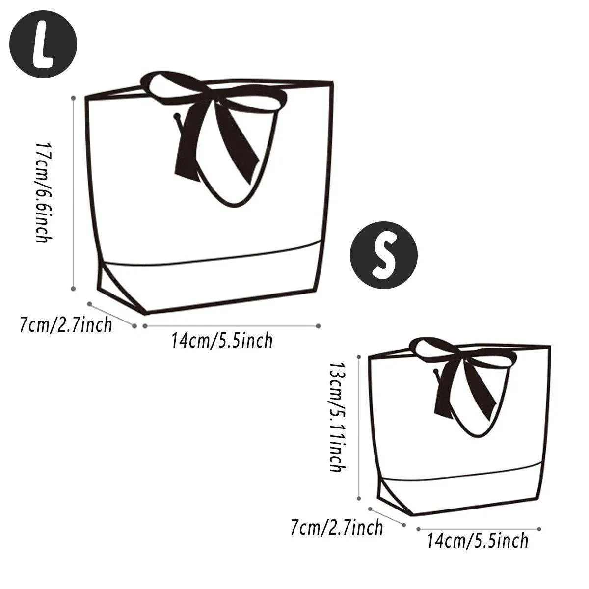 25pcs Solid Color Tote Bags Gift Packaging Shopping Bag Set for Party Favors - Small(14*7*13cm) — image 4