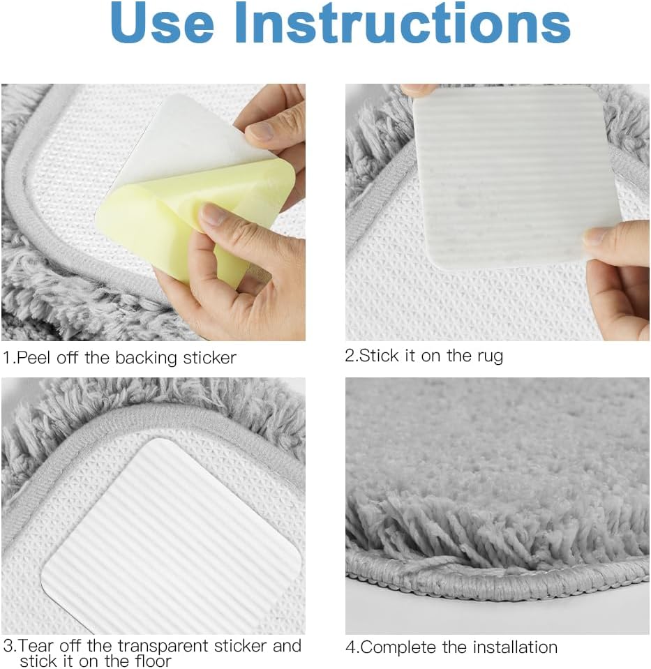 4 Pack Square Rug Grippers, Washable Reusable Non-Slip Carpet Pads for Rugs and Floor Coverings, Black, 10 x 10 cm — image 3
