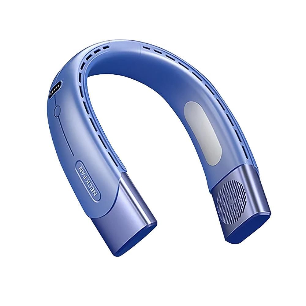 Hanging Neck Fan Wearable Bladeless Fan USB Rechargeable Cooling Fan with 5 Speed Adjustment Blue — image 3