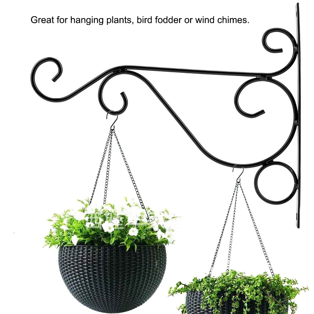 Iron Plant Hanger Wall Hanging Bracket Flower Hook for Home Garden Decoration 30 × 21cm(Black) — image 6