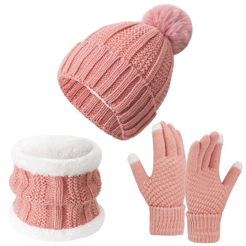 Sweet Ski Outing Gift Thick Warm Knit Hat 3 Pack Pink — image 2