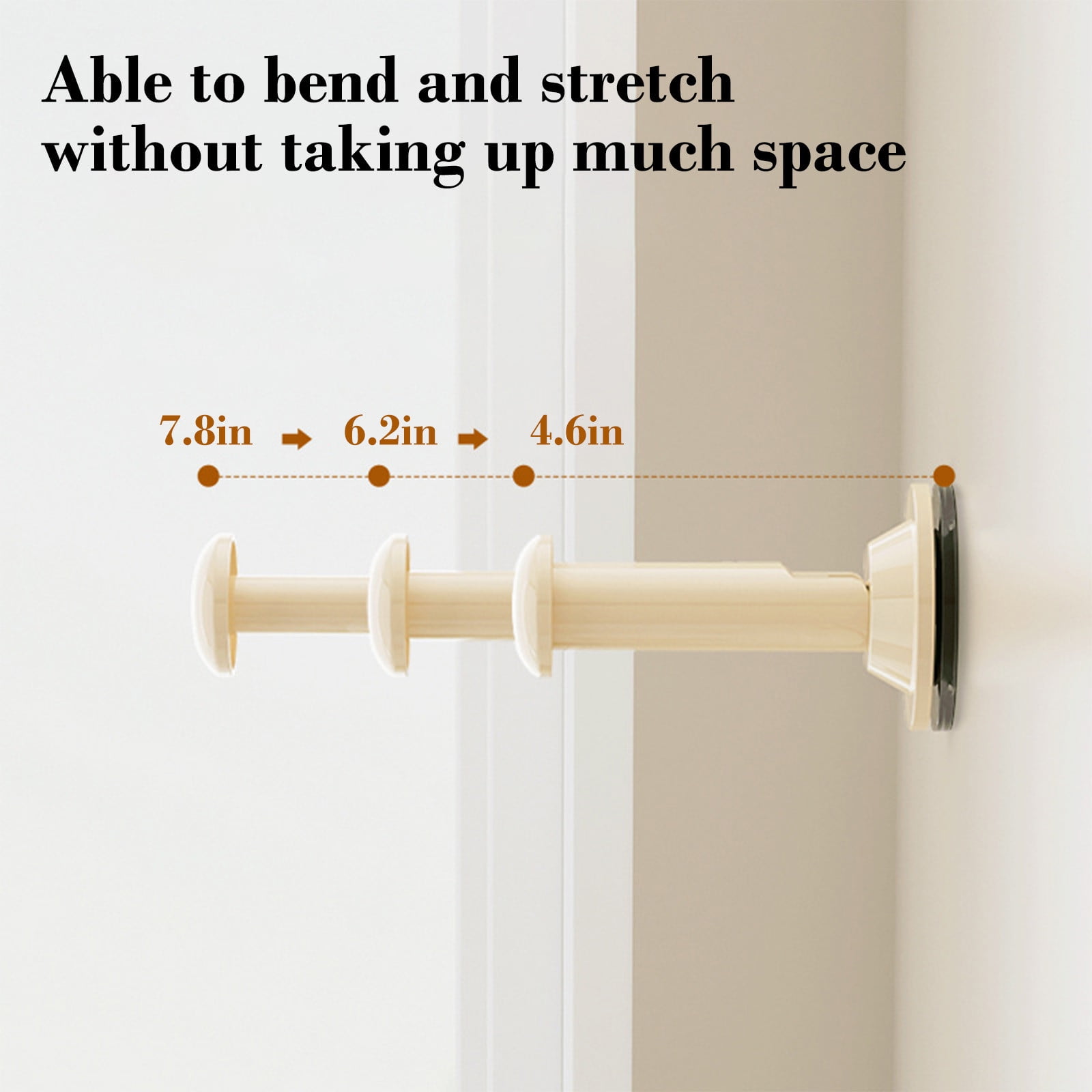 2PCS Retractable Clothes Hanger Storage Rack, Extendable Clothes Hanger with Suction Cup, Space Saving Household Tool for Closet Washer Dryer Beige — image 6