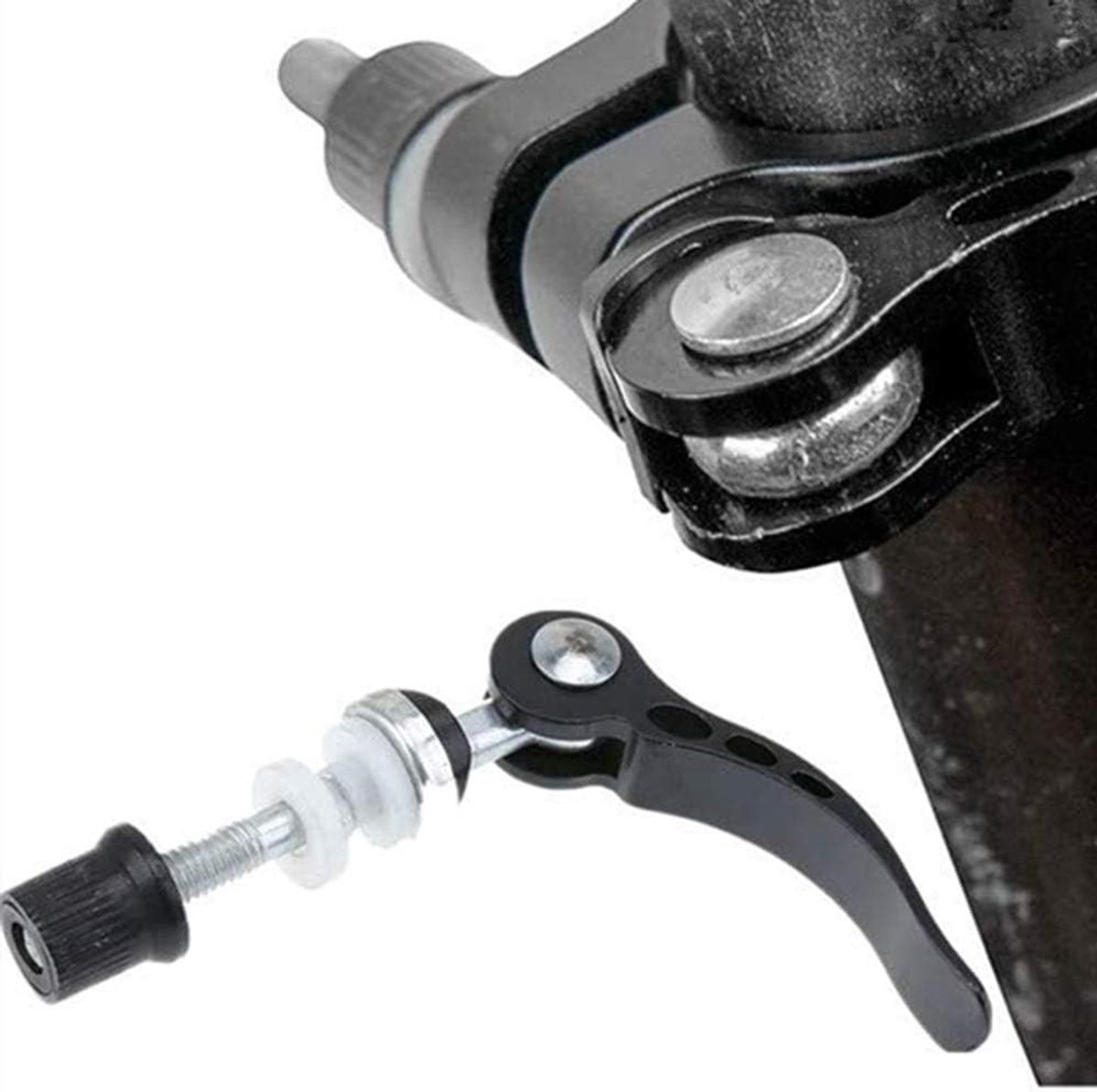 Quick-release seatpost clamp for mountain bikes, 2 pieces, aluminum, for Quick threaded seatposts, Quick-release fasteners, black — image 3