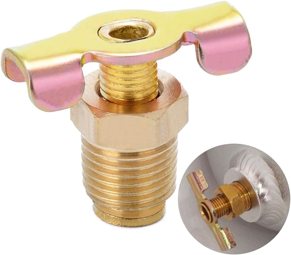 Brass Wing Style Drain Cock 1/4" NPT Male External Drain Switch Air Hose Fitting With Handle (Pack of 2) — image 2