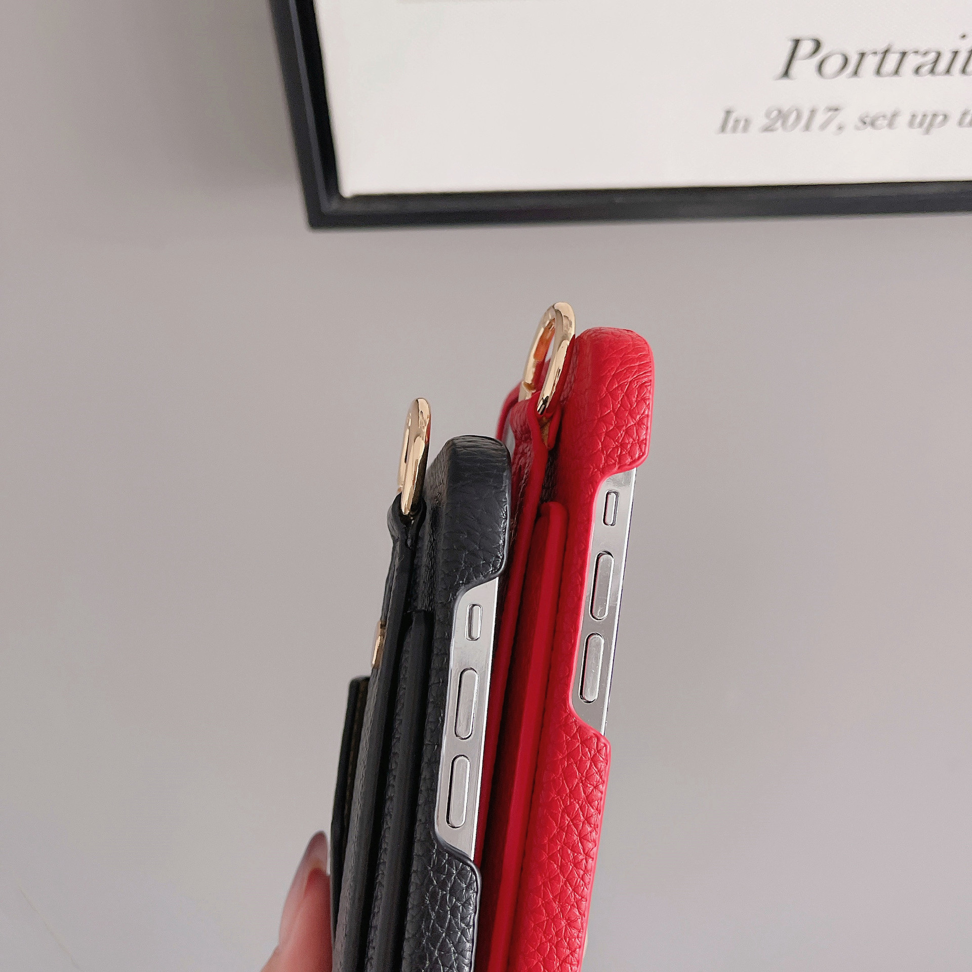 Red Chic PU Leather Crossbody Wallet Case for iPhone 16 - Card Holder with Detachable Strap & Finger Ring Grip โ image 4
