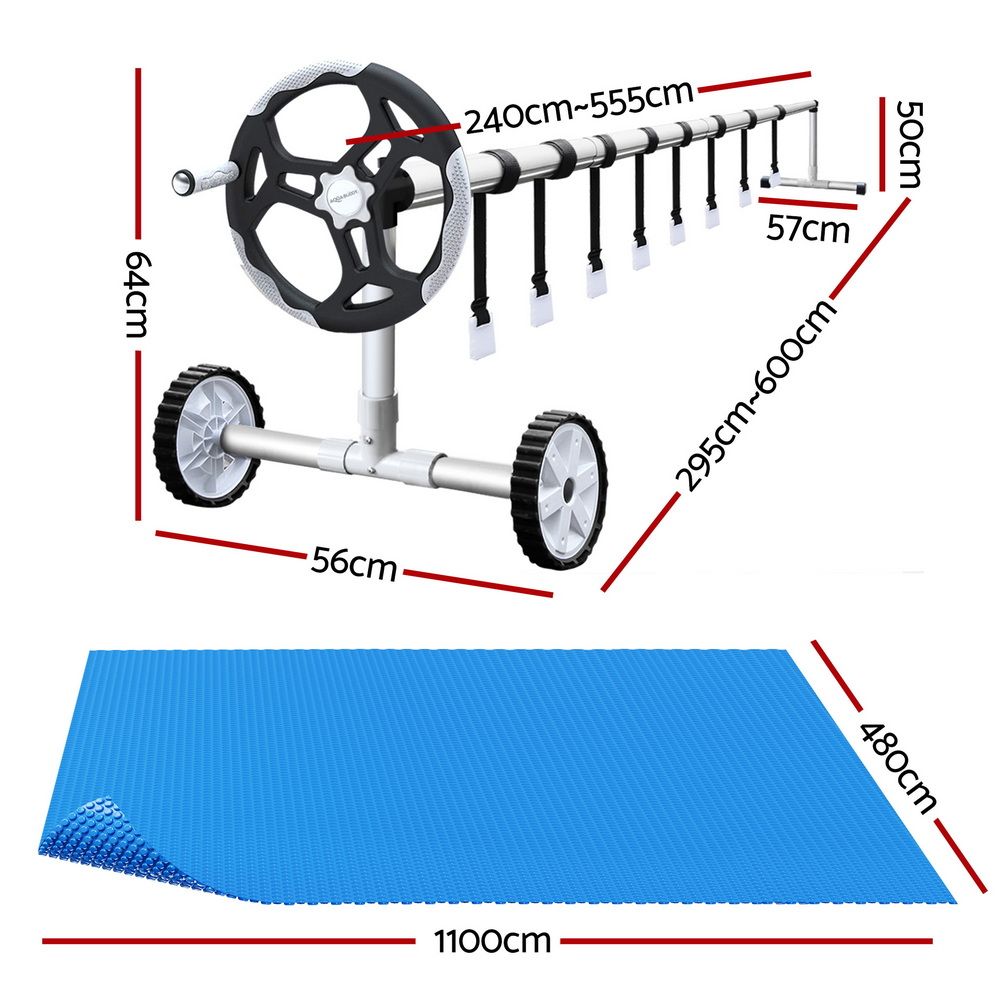 Aquabuddy Pool Cover 500 Micron 11x4.8m Blue Swimming Pool Solar Blanket 5.5m Roller โ image 2