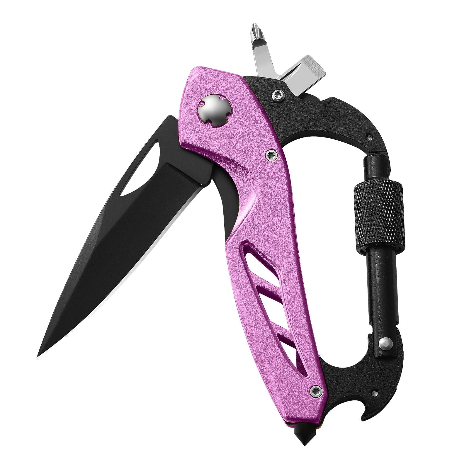 Portable 2-in-1 Multifunctional Folding Pocket Knife, All-in-One Outdoor Portable Multifunctional Folding Pocket Tool Multiple, Pink