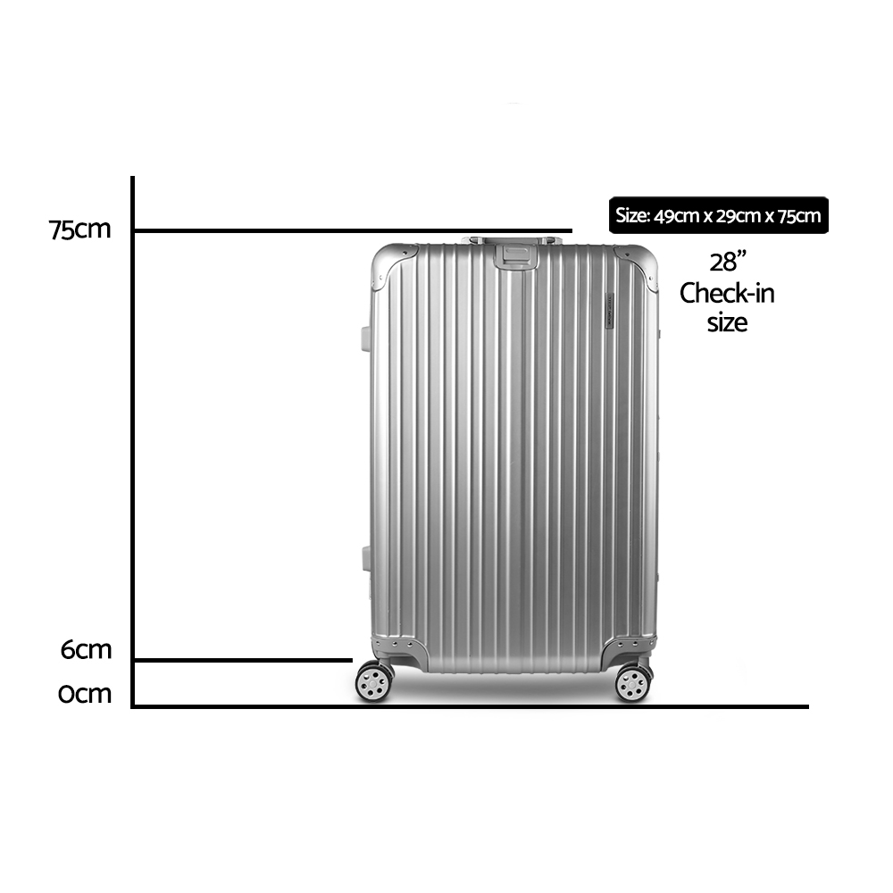 Wanderlite 28 Inch Luggage with TSA Lock Stainless Steel Wrapped Corners Hard Shell Travel Suitcase Luggage Case Silver — image 3