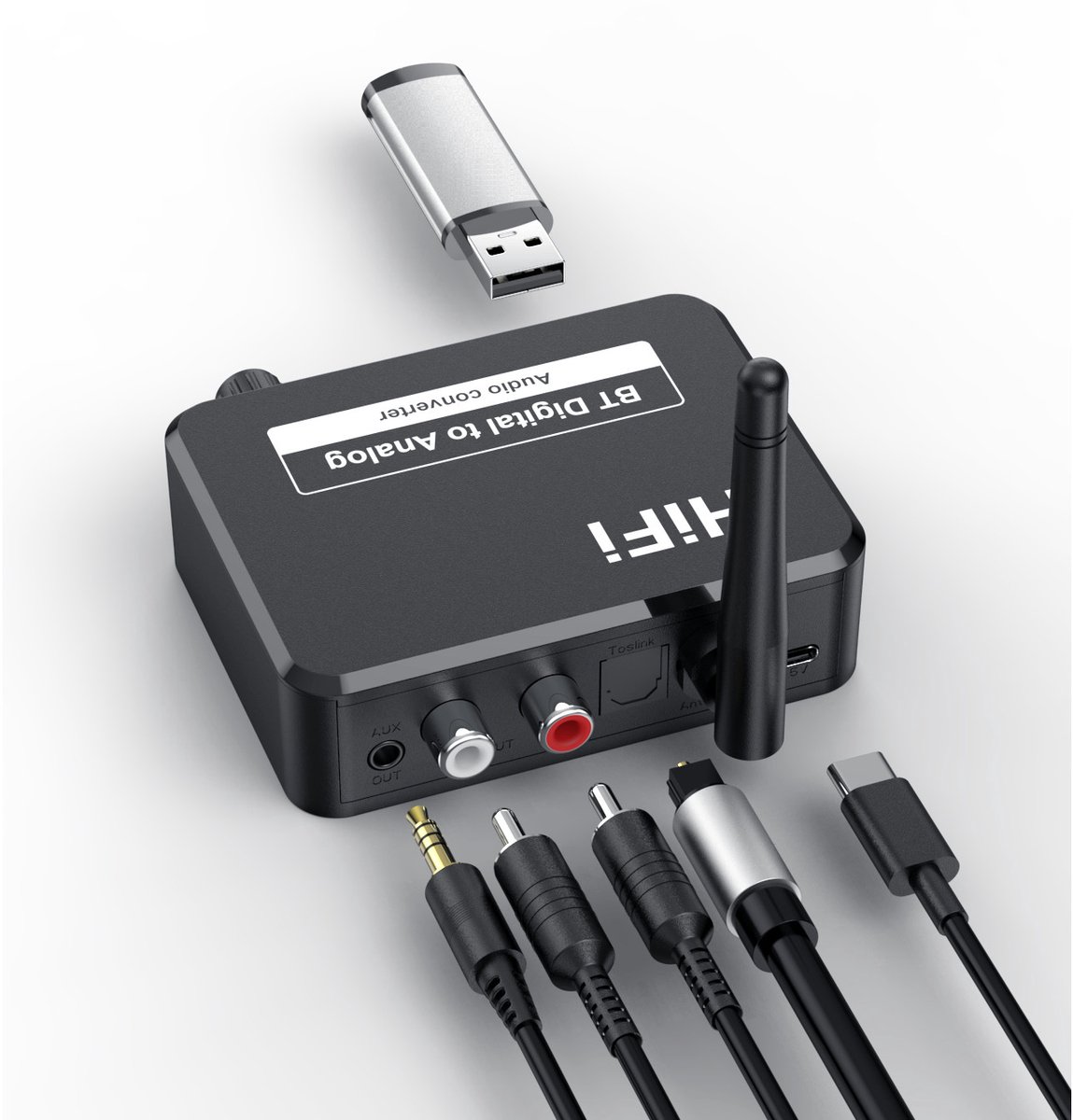 Bluetooth Receiver - Bluetooth Receiver for Audio - BT 5.3 - SPDIF/Optical/RCA Output - B35T - Black — image 5