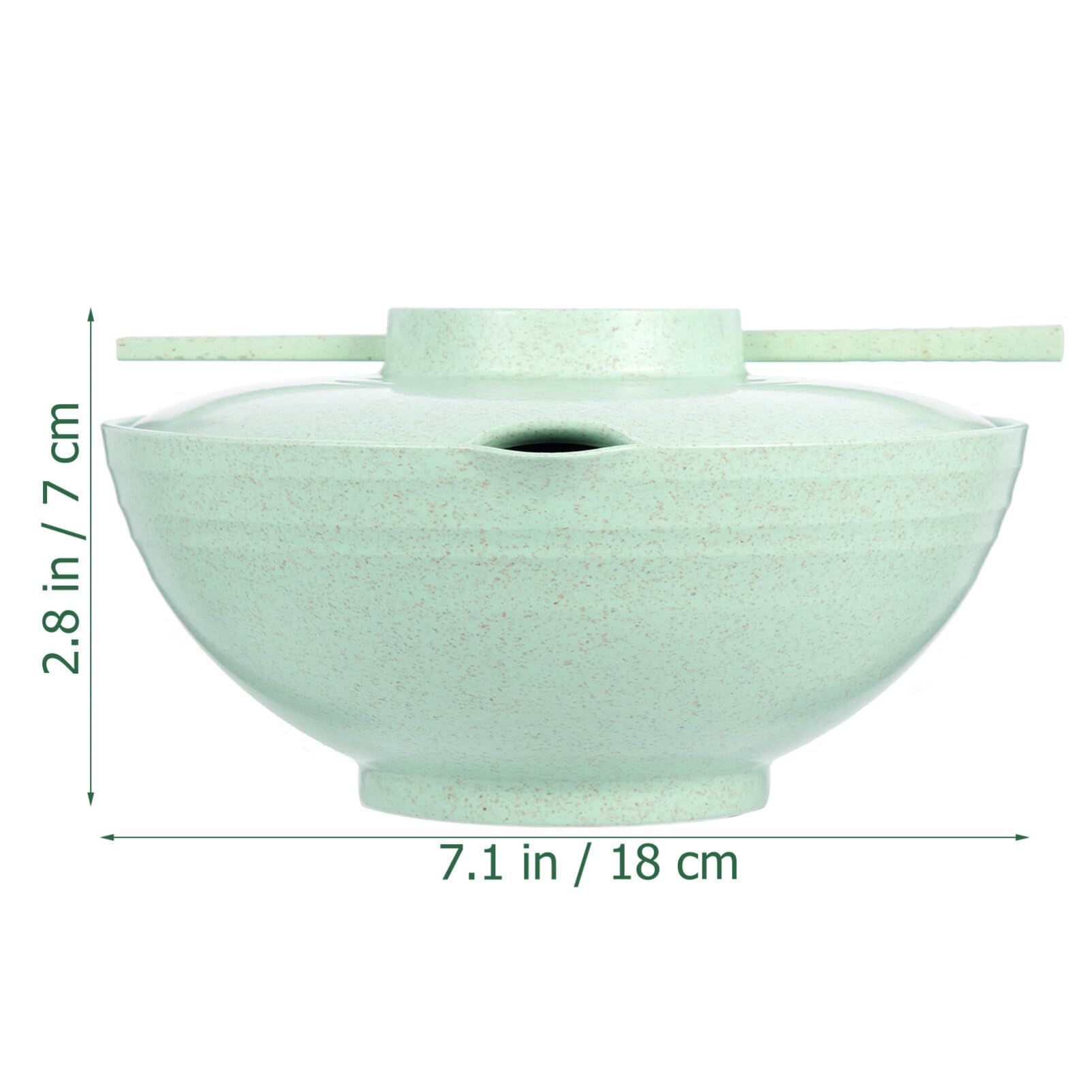 Noodle Bowls with Chopsticks, Cereal Bowls for Kitchen, Breakfast, Oatmeal, Microwave and Dishwasher Safe (Green) — image 2