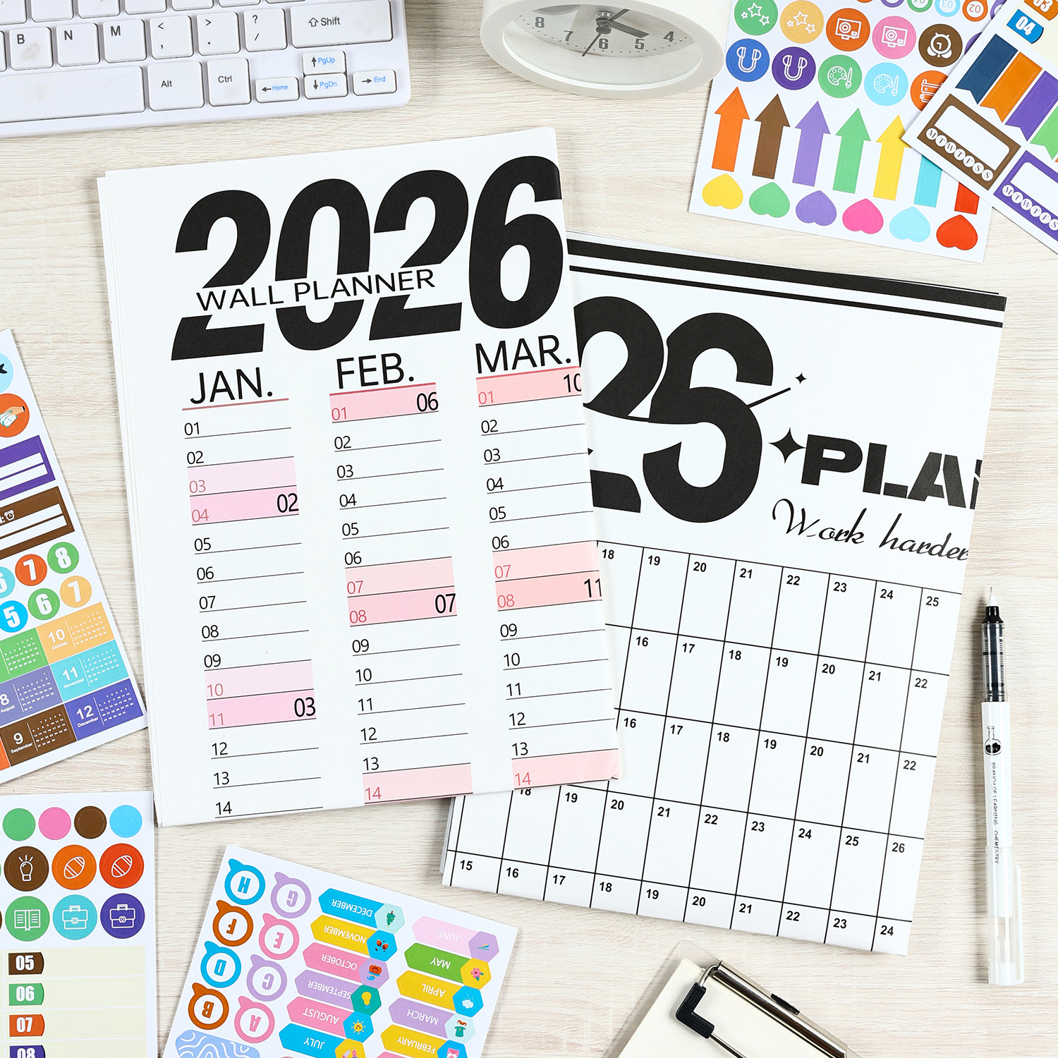 2026 Wall Planner Calendar with Stickers and Double-Sided Tape – 742 × 525 mm for Home, Office or Study in Australia — image 2