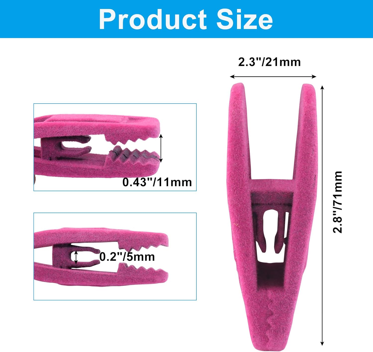 30 Pack Hot Pink Velvet Hanger Clips, Strong Hanger Clips Perfect for Organizing Skirts/Pants/Thin Felt Hangers โ image 3