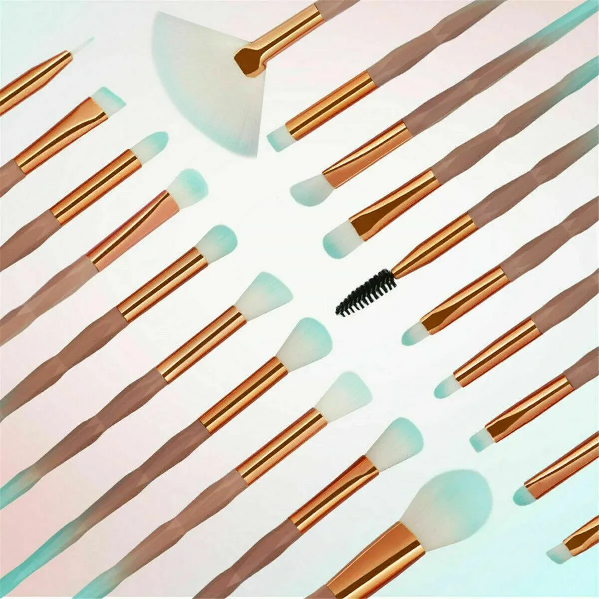 20 Pcs Eye Make-Up Brushes Diamond Unicorn Eyeshadow Eyebrow Blending Brush Set - Blue and Pink โ image 5
