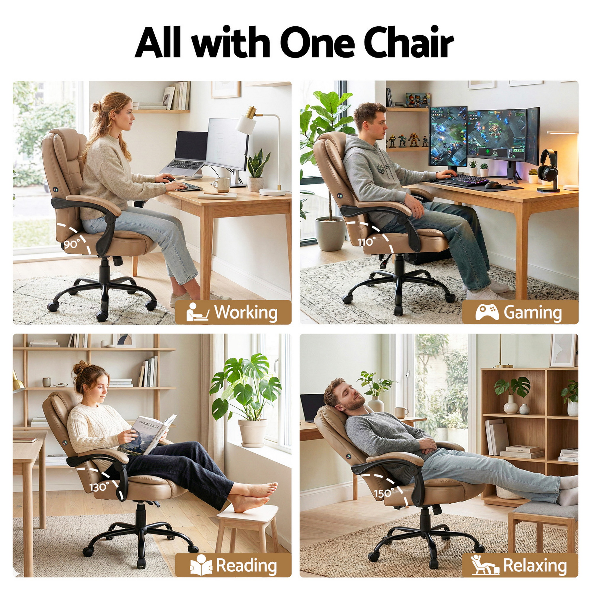 Artiss Massage Office Chair Executive Computer Gaming Chairs Brown PU Leather Espresso โ image 6