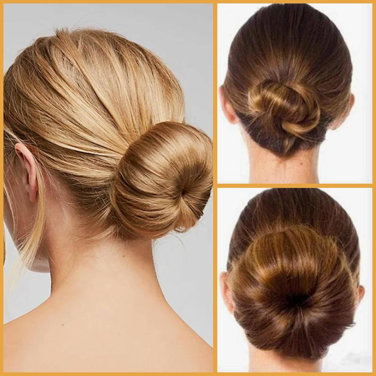 4-piece ring donut hair knot styler with 20 gold hair clips, beige donut bun maker, hair rings, styling set for dancers, ballerinas, girls, etc. and everyday â image 5