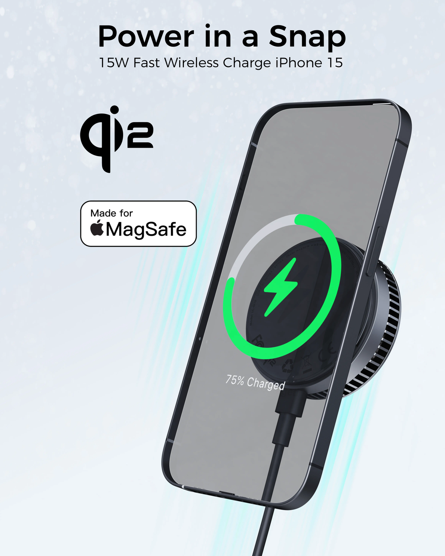 AUKEY MagFusion GameFrost Qi2 15W Active Cooling Magnetic Wireless Charger for iPhone, Samsung & Google Pixel – LC-G10 — image 3