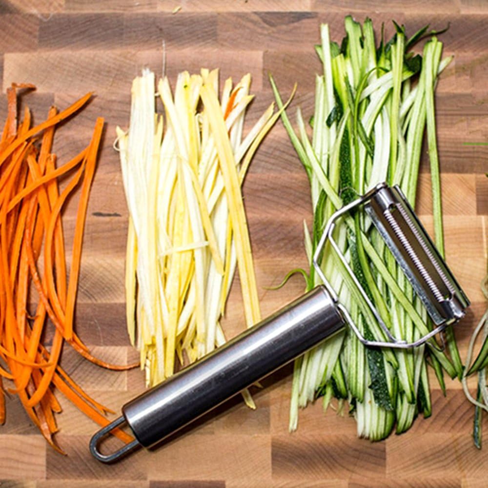 DenSan KG1009 Stainless Steel Julienne Peeler & Vegetable Peeler Multifunction Double-sided Blade Vegetable Cutter and Fruit Slicer Dual Blade(Silver) — image 6