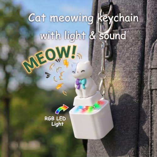 4PCS Cat Keychain Sound Fidget Toys, Rechargeable Anxiety Relief Keychain Buttons with Colorful Lights & Sound Effects, Cute Stress Relief Clicker Toy for — image 3