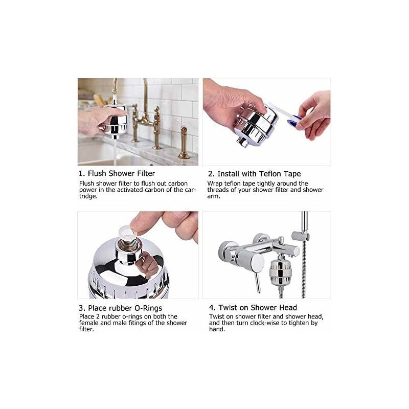 Shower Filter, Anti-limescale Shower Filter- Filters chloramine, fluoride and heavy metals, Shower Filter with Replacea — image 3