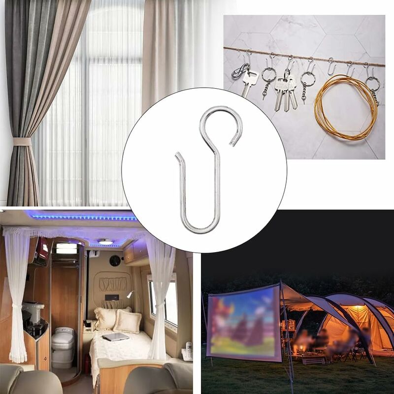 Heavy Duty Zinc Curtain Clips, 40 Pieces 50x2.5mm Curtain Rail Hooks for Door Curtains โ image 3