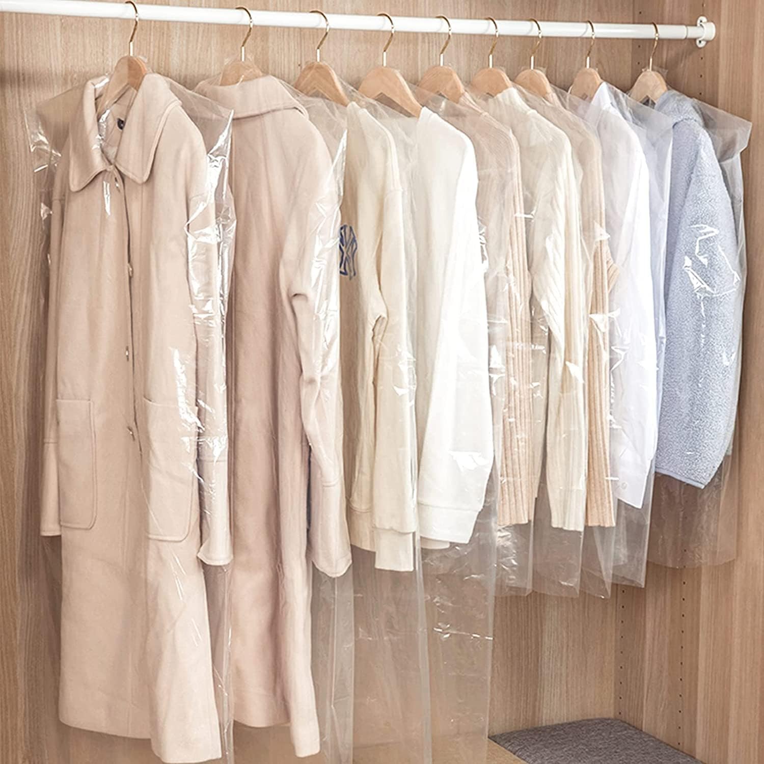 20Pcs Plastic Clear Garment Bags, 23.6 × 47.2 Inches Dry Cleaning Laundrette Suit Clothes Dustproof Storage Bags Hanging Garment Cover for Closet Storage, Dry — image 6