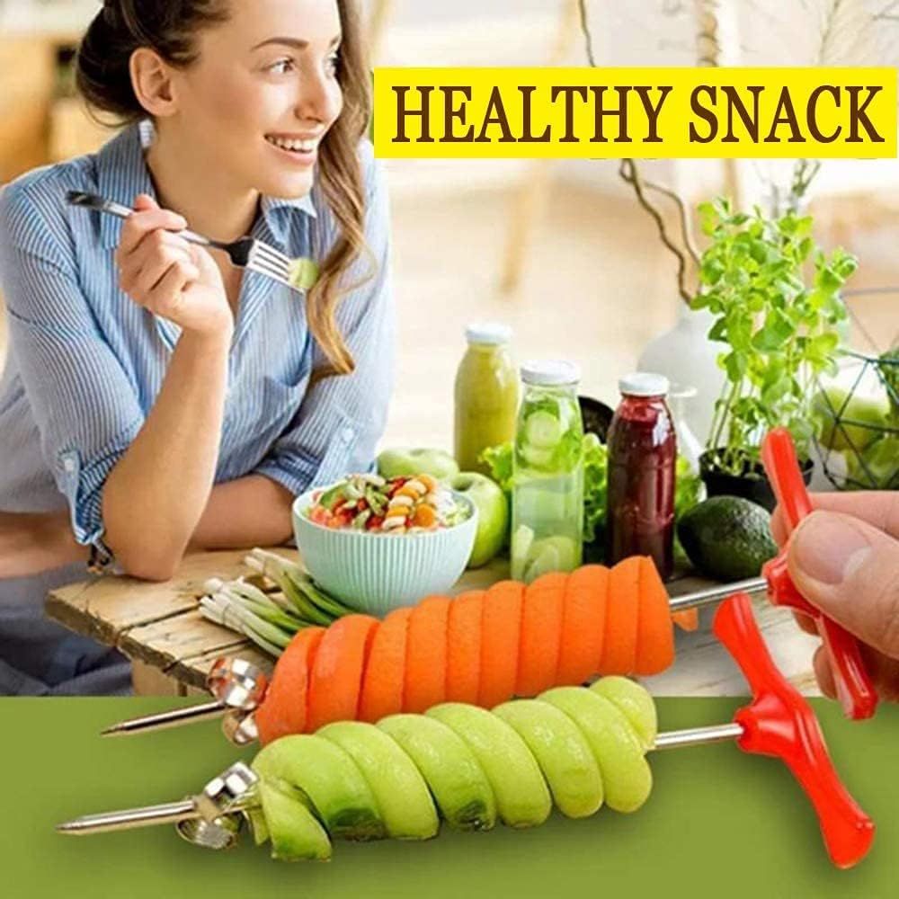 2pcs Vegetables Spiral Knife Carving Tool Carrot Cucumber Manual Spiral Screw Slicer Cutter Spiralizer, Fruit Corer And Veggie — image 3
