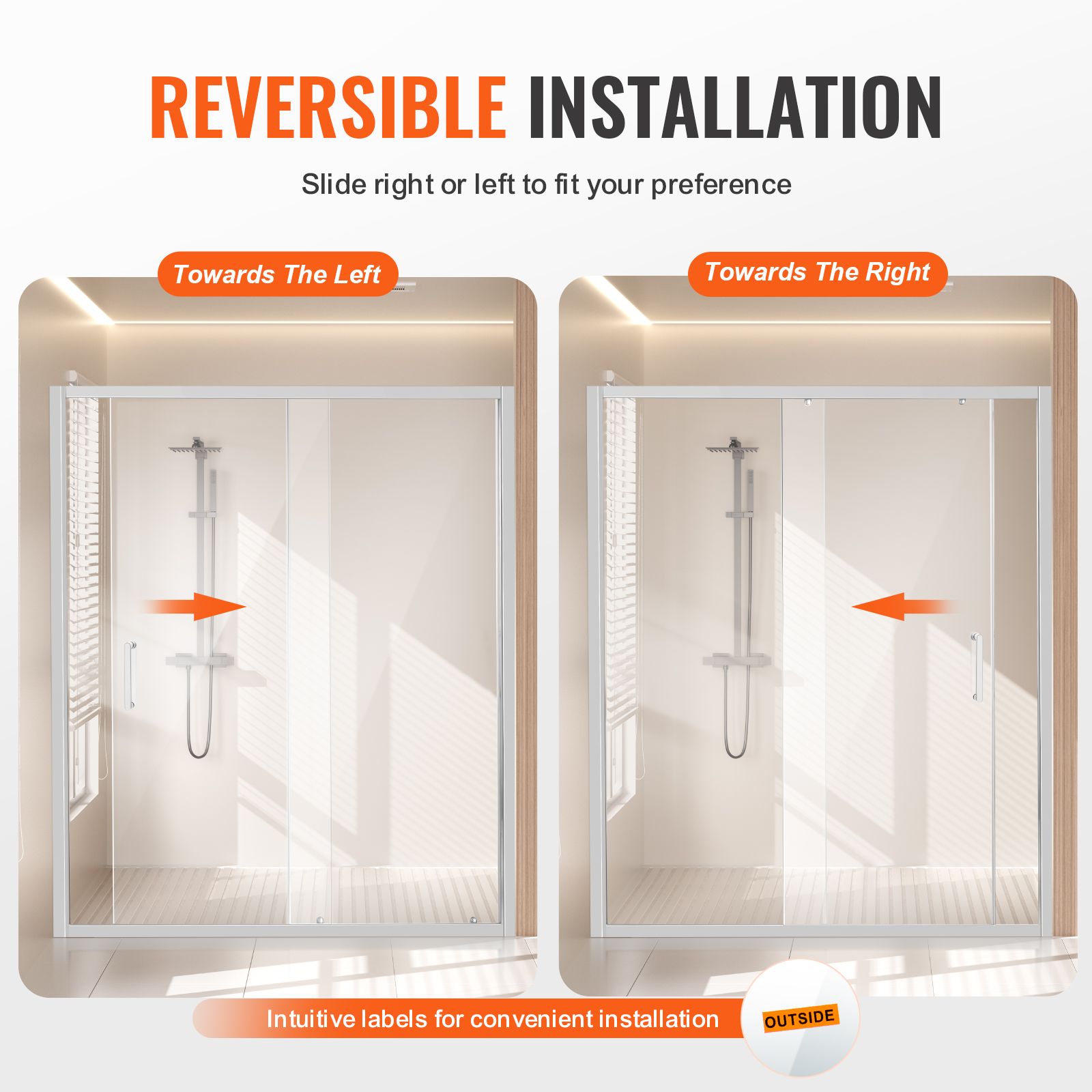 Semi-frameless Shower Door 57.7-59" x 70" SGCC Tempered Glass 1/4" Chrome โ image 5