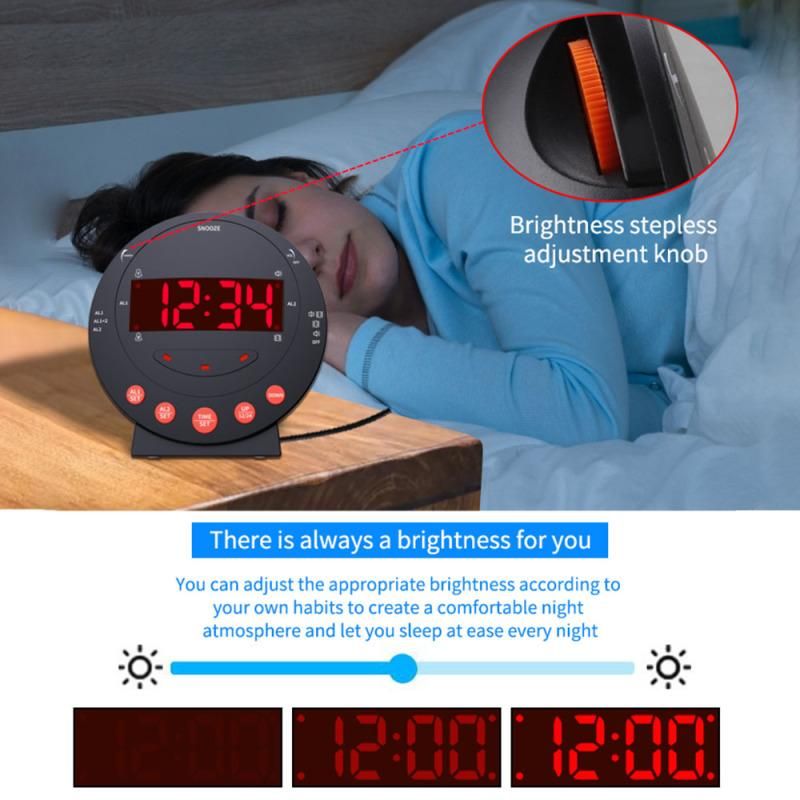 Loud Alarm Clock with Bed Shaker Vibrating Flash for Heavy Sleepers Dual Alarm USB — image 3