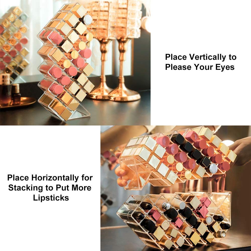 Holder Lip Gloss Tower Clear Cosmetic Fish Sticks Lip Makeup Organizer Lip Stick Storage for Bathroom Vanity 28 Slots โ image 3
