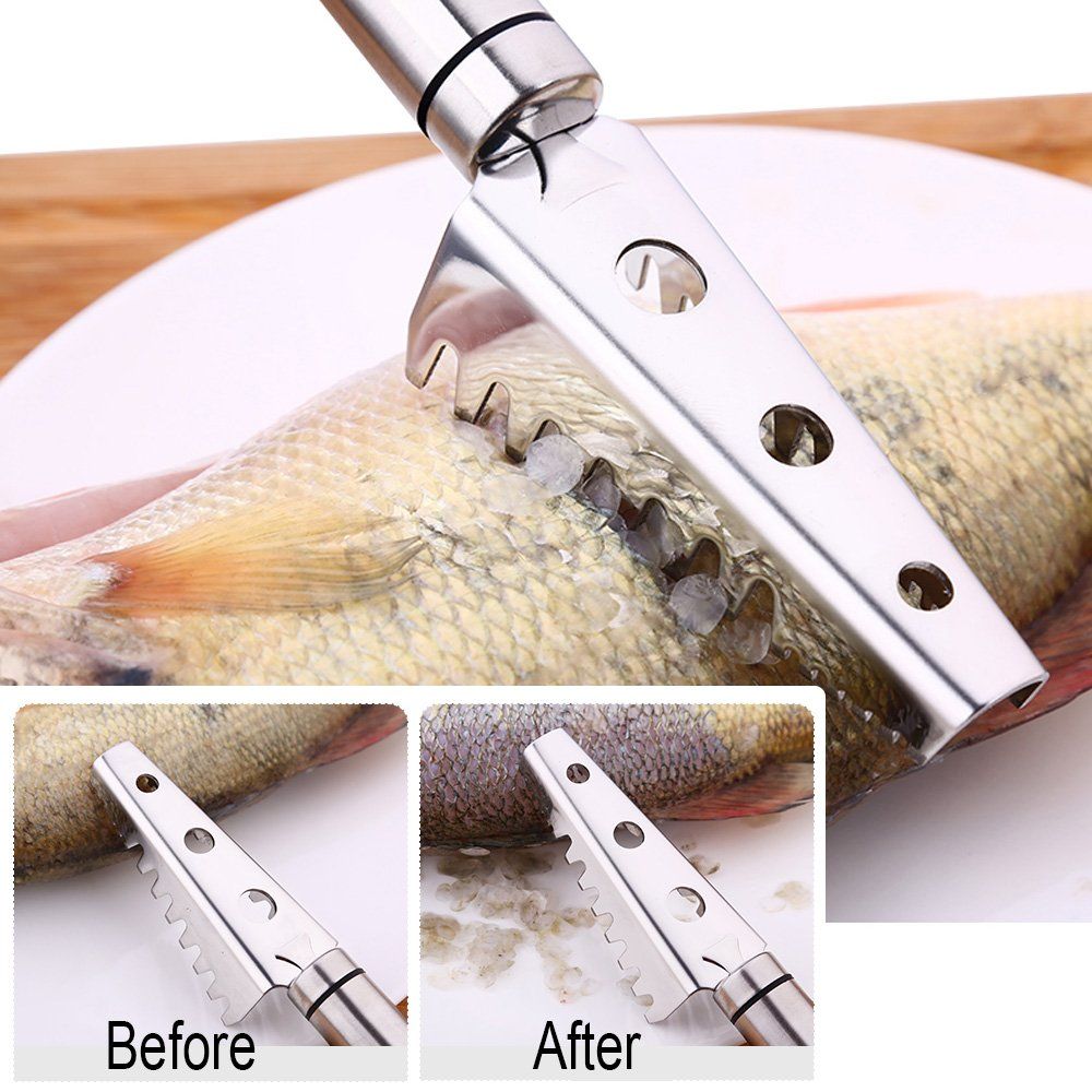 Fish Scale Remover, Fish Scales Scraper with 304 Stainless Steel Sawtooth for Fast Scales Peeling, Silver — image 3