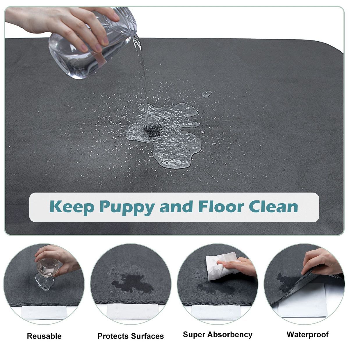 Washable Pee Pads for Dogs Reusable Dog Pads Extra Large Upgrade Non-Slip Dog Pee Pads Heavy Absorbency Puppy Pee Pads Quick Dry Whelping — image 2