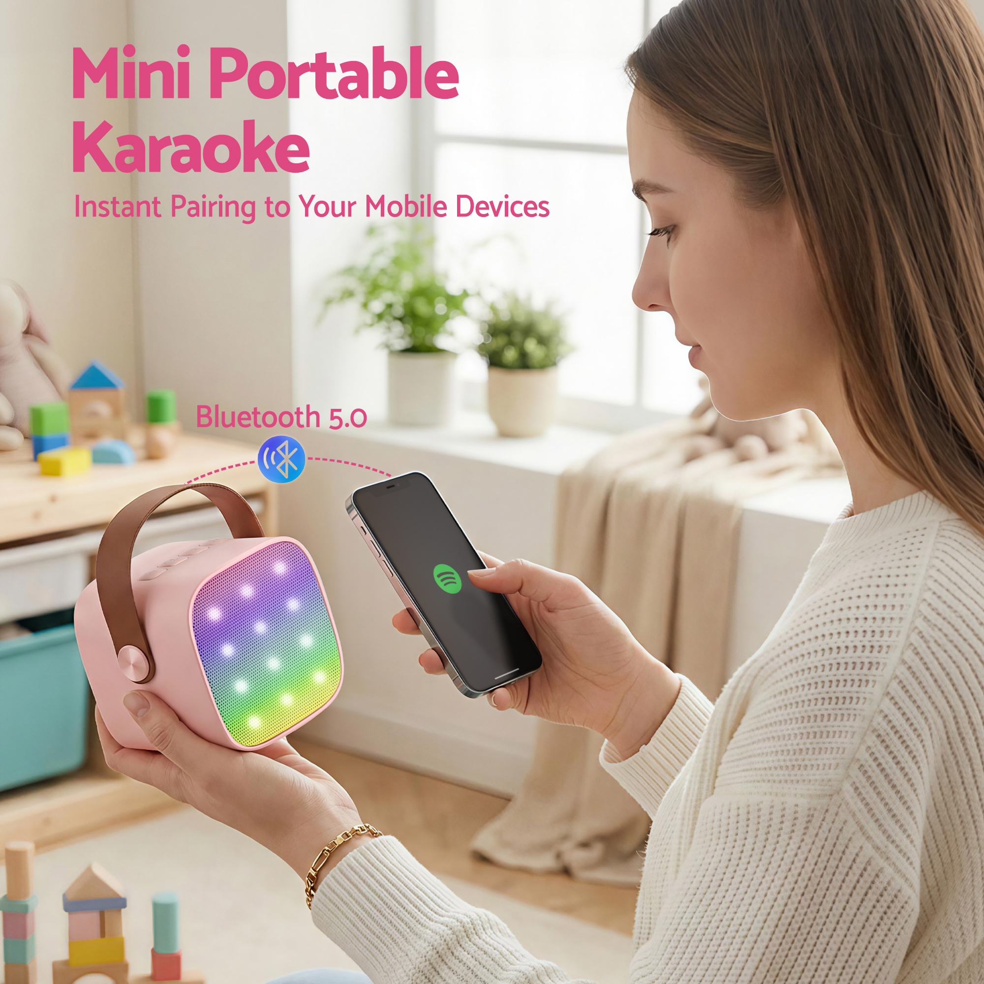 Alpha Mini Portable Karaoke Machine for Adults Kids with 2 Wireless Microphones โ image 6