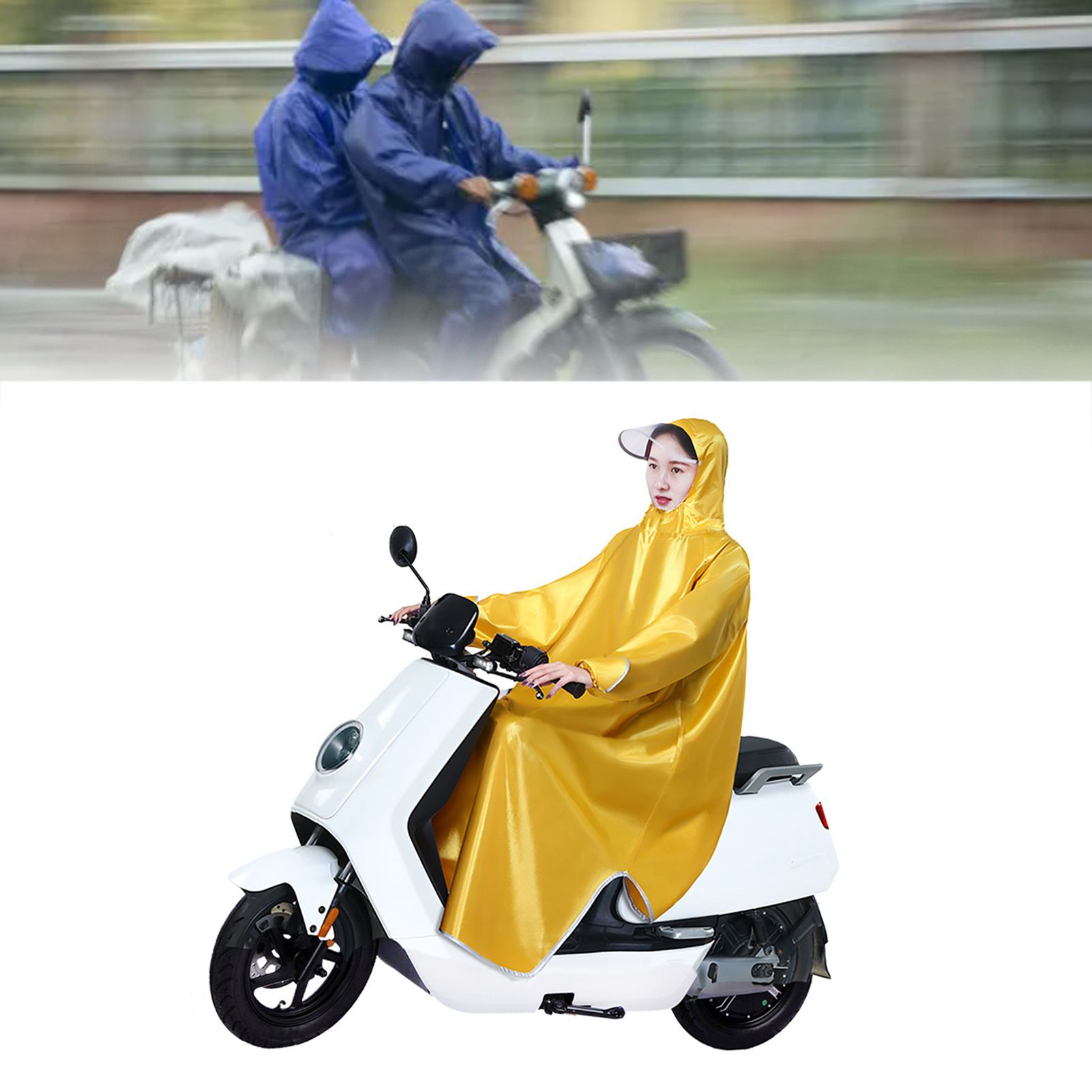 Electric Bike Raincoat Enlarged Protection Oxford Cloth Adults Sleeve Rain Poncho for Cycling Golden Yellow 5XL โ image 6