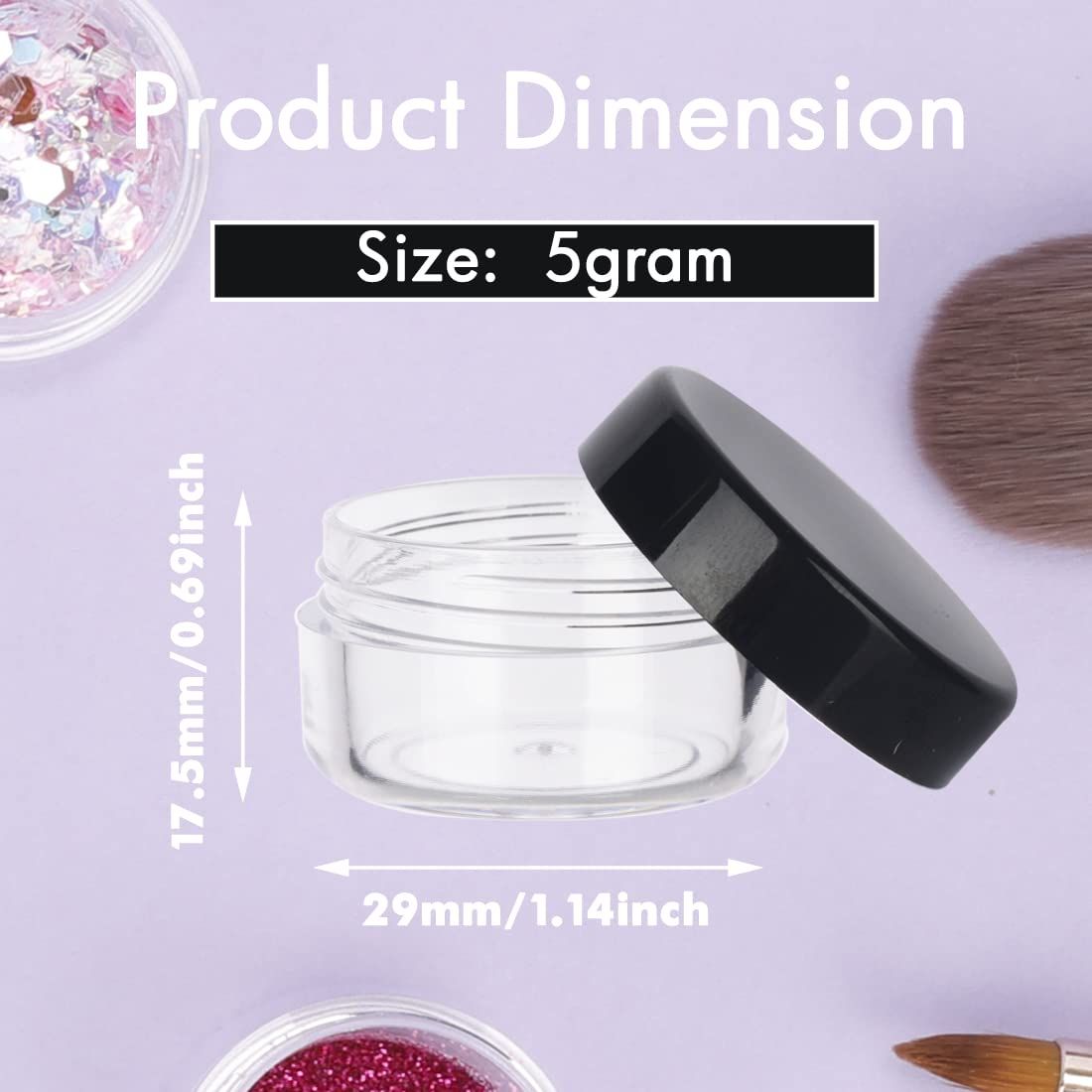 50 Count 5ML Sample Jars, Empty Cosmetic Containers with Lids, Small Makeup Travel Containers for Glitter, Lotion, Cream β image 3