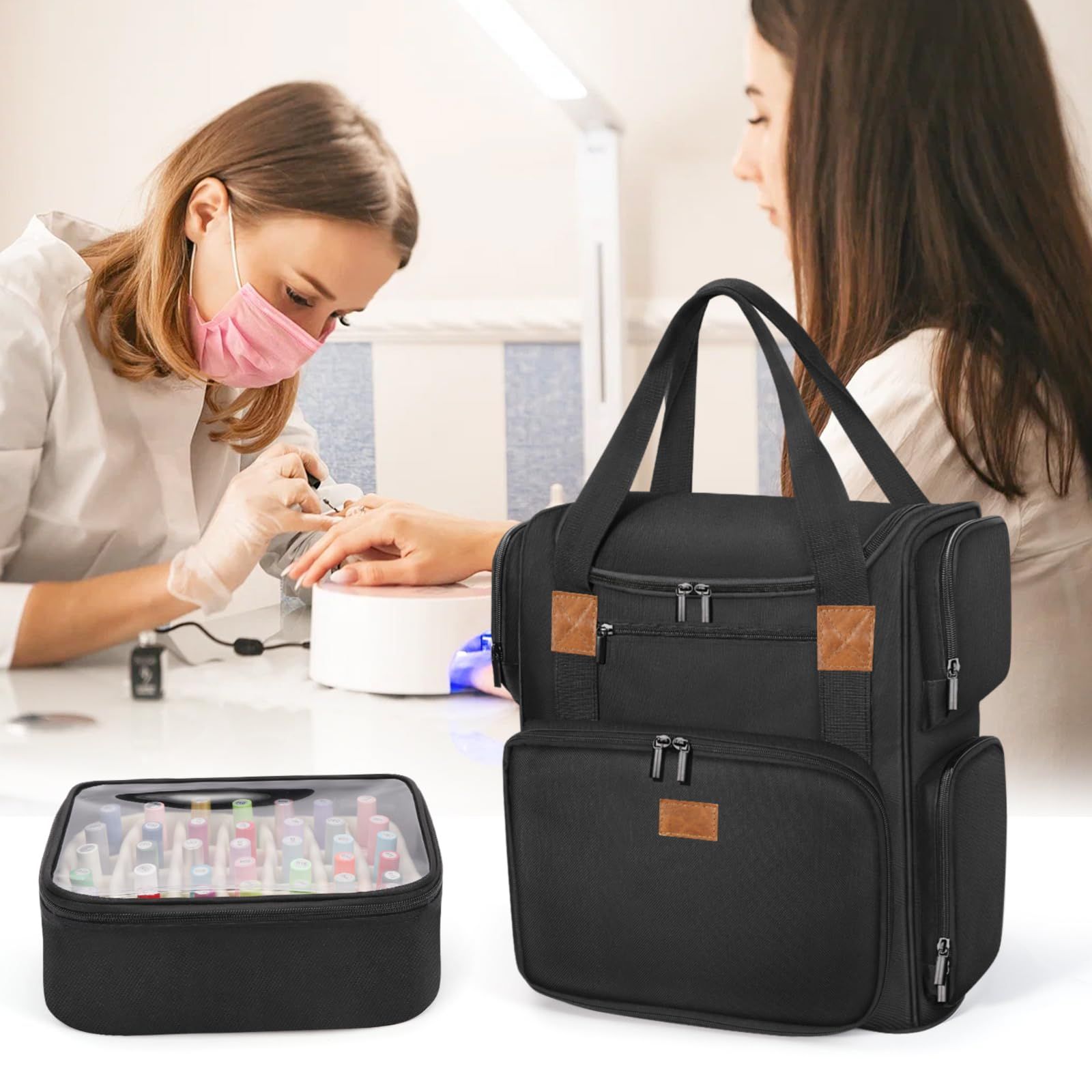 Nail Polish Organizer, Nail Polish Storage Holds 84 Bottles, Nail Organizers and Storage Bag Travel Case -Black — image 5