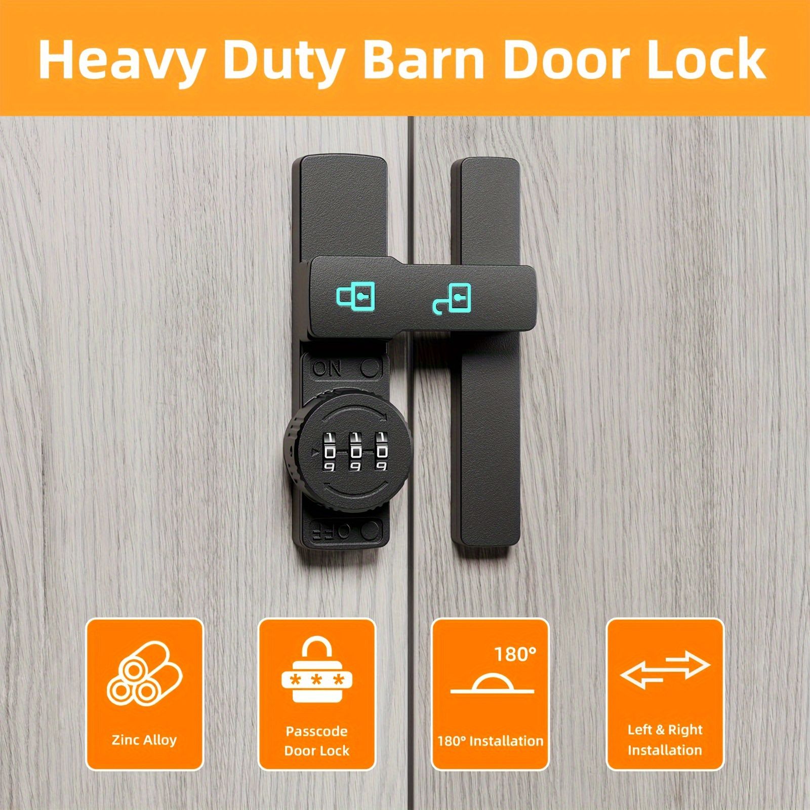 No-Drill Night Light Password Lock in Black & Gray, Drawer, Cabinet & Refrigerator Anti-Theft Lock for Home Storage Fluorescent Black — image 3