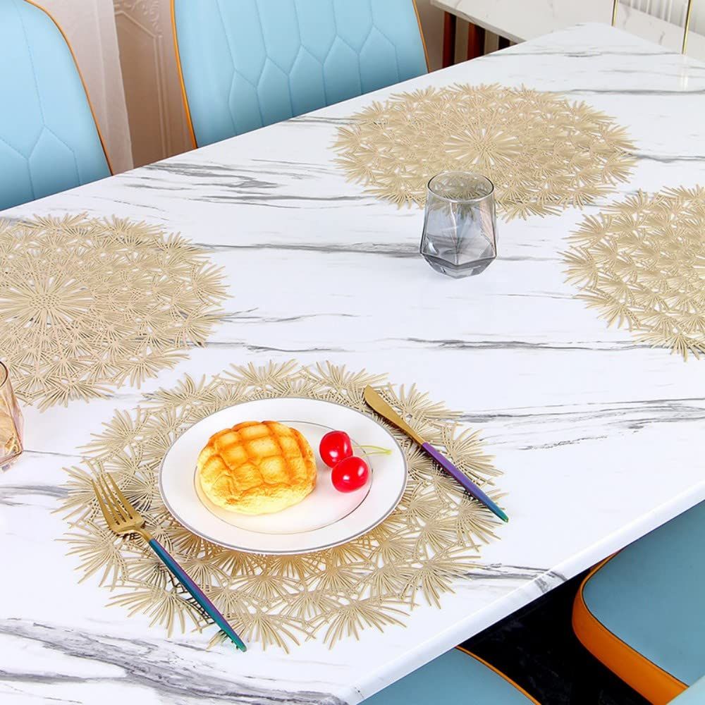 4pcs Hollow Flower Round Table Decoration Mat Vinyl Non-Slip 15 Inch (Gold-P, 4) which is wear-resistant, non-slip β image 5