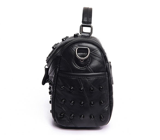Women's Black Studded Handbag Soft PU Leather Crossbody Shoulder Bag with Rivets Trendy Box Purse 22cm for Travel Party โ image 5
