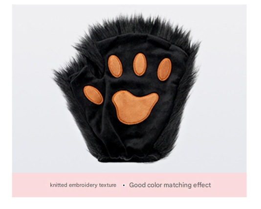 Reddish-brown Halloween Furry Fox Costume Set - Plush Mask, Ears Headband, Tail, and Paws for Cosplay โ image 4