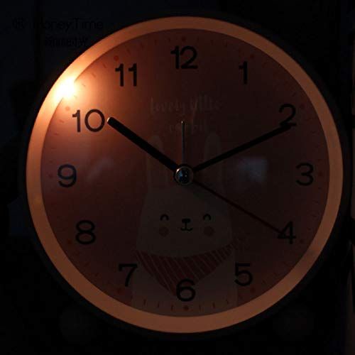 Round Cartoon Animal Quartz Analog Alarm Clock Silent Non Ticking Night Light Desk Clock for Office Bedroom — image 4