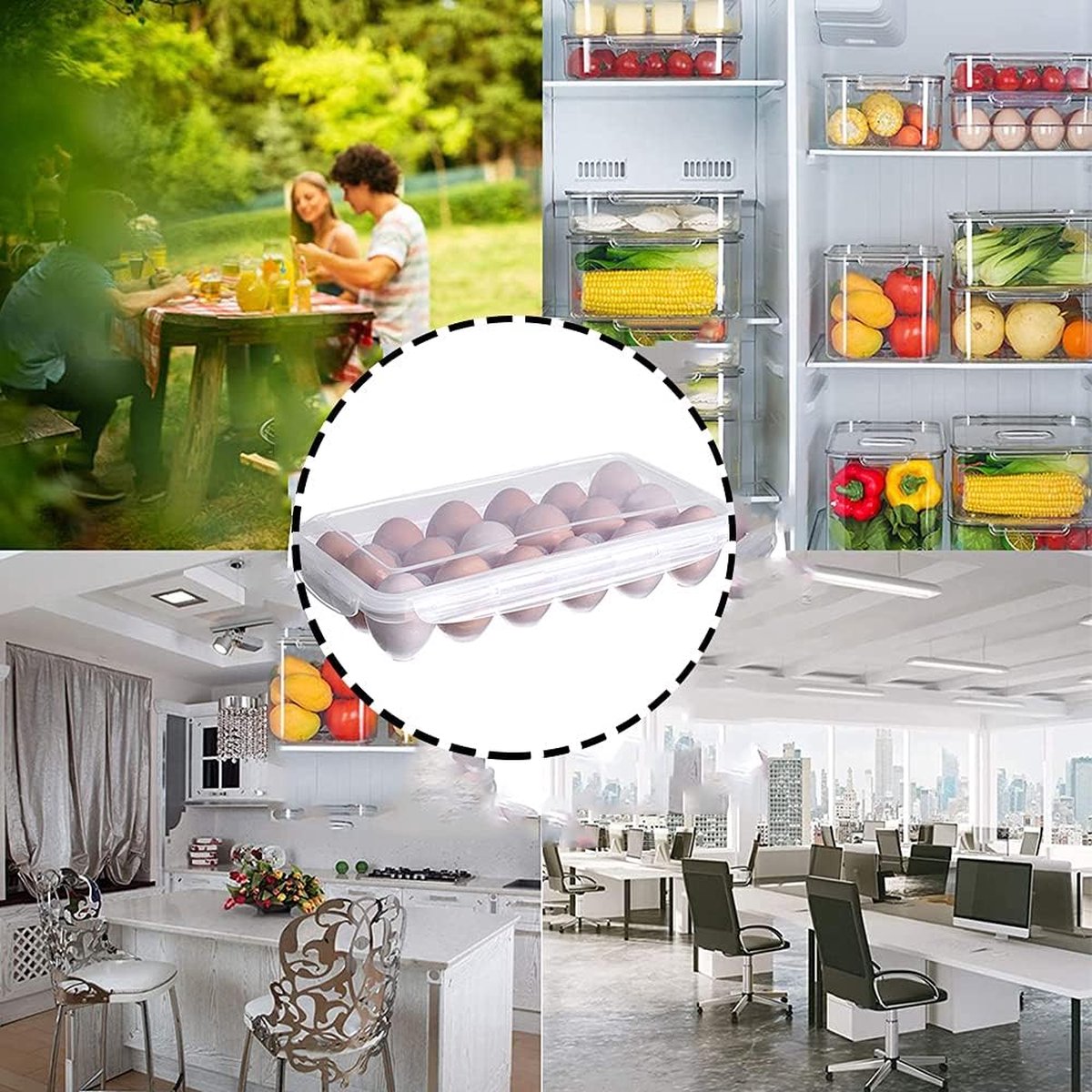 Egg carton, 18 racks refrigerator egg storage box with lid, egg rack, egg holder for refrigerator, egg storage container, plastic, transparent 32 × 18 cm — image 4