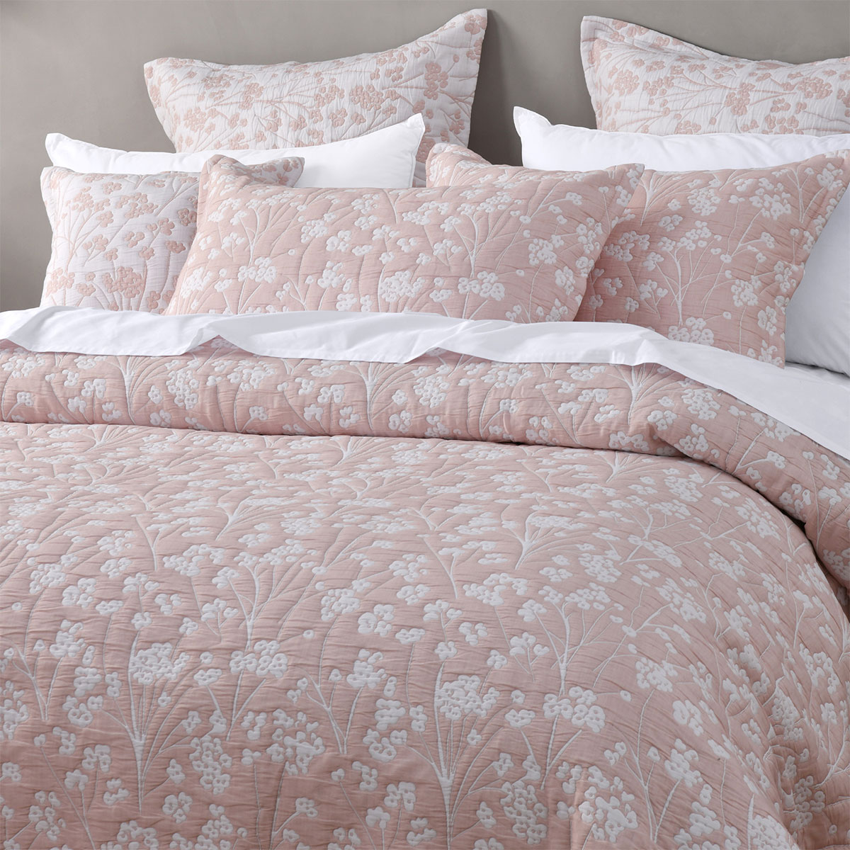Bianca Myra Blush Floral Jacquard Bedspread Set Single โ image 3