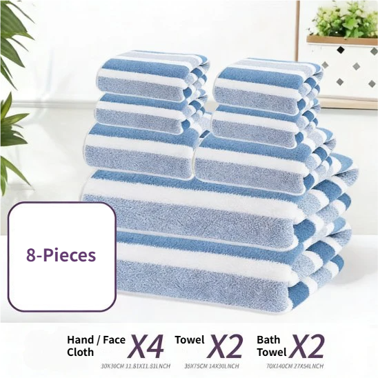 8-Piece Brown Luxury Coral Fleece Towel & Bath Sheet Set - Ultra-Soft High-Density Absorbent Towels Complete Bundle โ image 2
