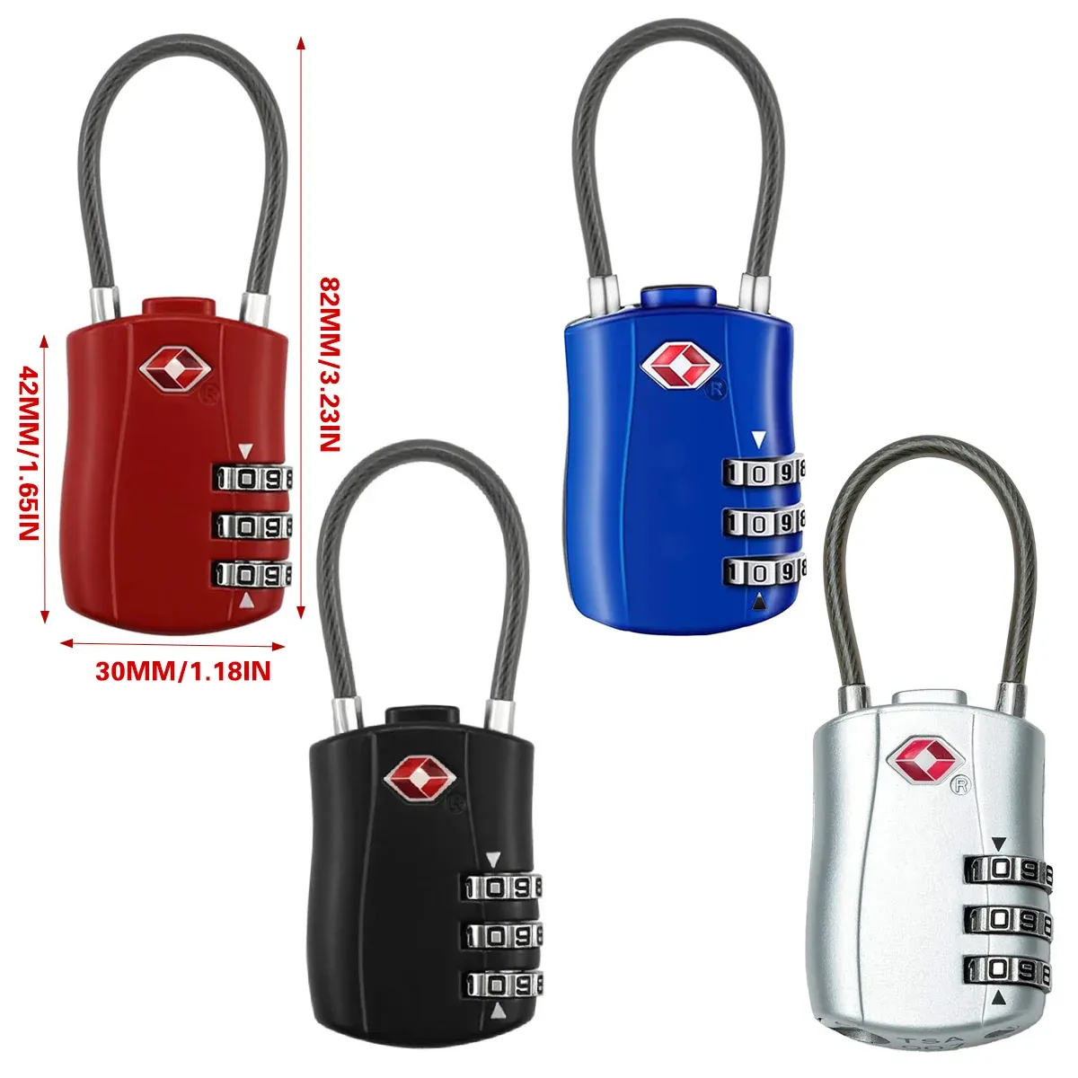 Zinc Alloy Combination Lock Anti-Theft For Luggage Cabinet Drawer Suitcase - Red — image 4