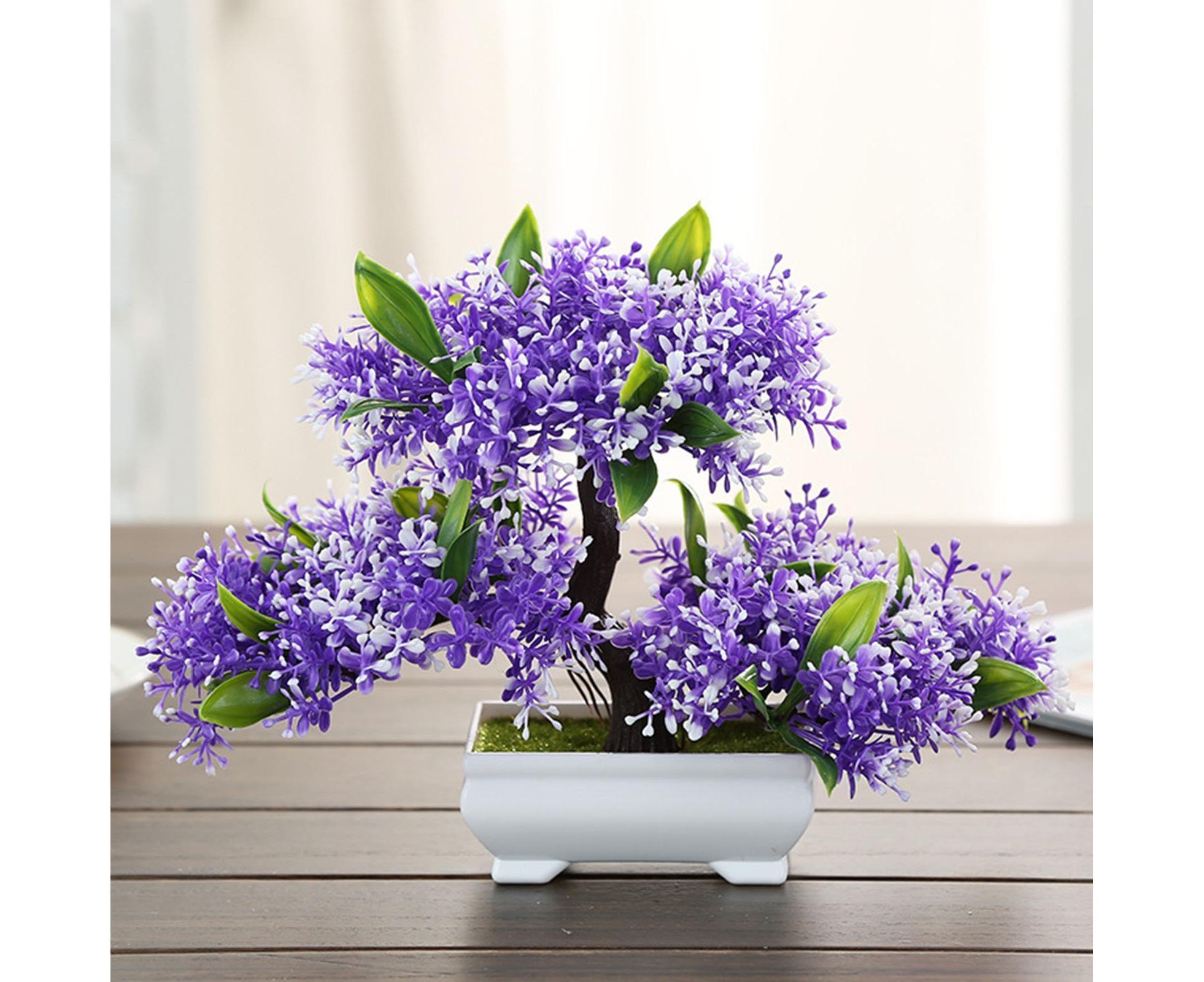 Artificial Plant Eye-catching Anti-fade Plastic Desktop Fake Potted Plants Ornaments for Home-Purple — image 3