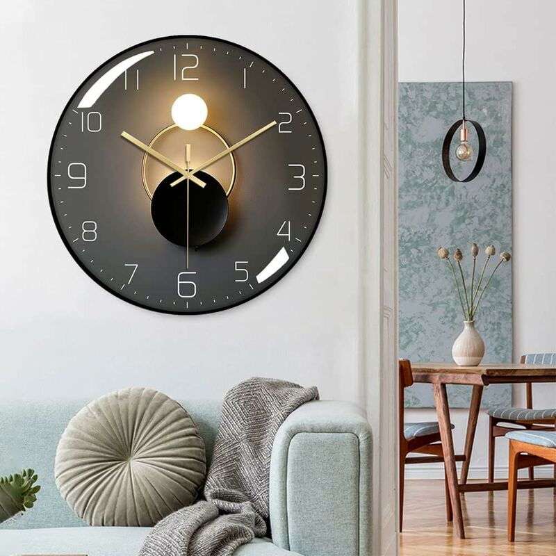 Modern Silent Wall Clock, 30Cm Diameter Wall Clock, ROund Digital Quartz Wall Clock, Suitable For Living ROom, Office — image 4
