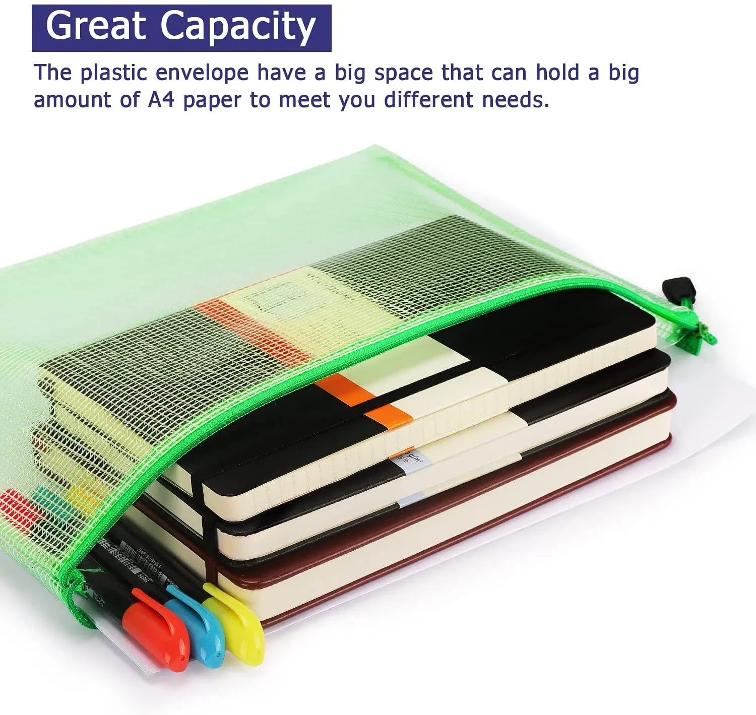 6 Pack Mesh Zipper Pouch Bags Waterproof Zip File Folders for Office Organization and Travel Storage Colorful, Waterproof Design โ image 5