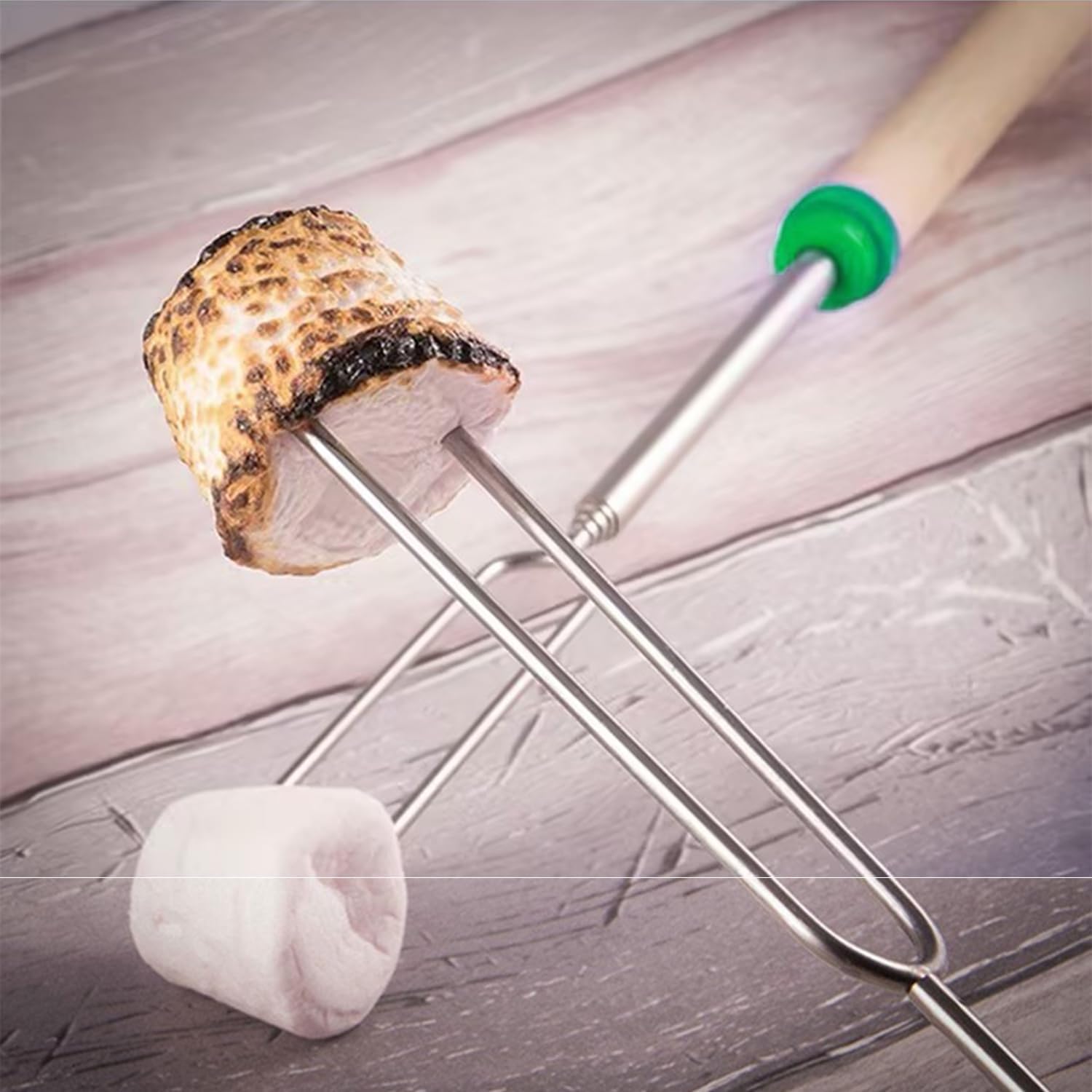 Marshmallow Roasting Sticks Smores Kit Telescoping Long 31 to 81cm Smores Sticks Hot Dog Fork Barbecue Forks for Grilling Campfire Camping BBQ 4 Pack — image 2